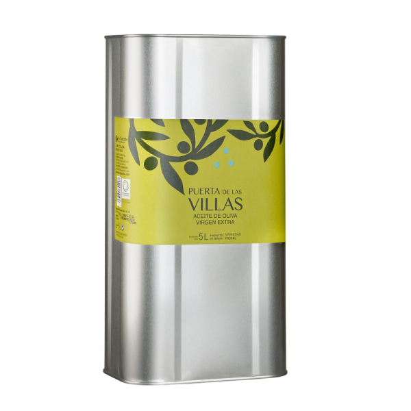Aceite de Oliva Virgen Extra - PUERTA DE LAS VILLAS - 5 Litros LATA. 3 unidades Caja