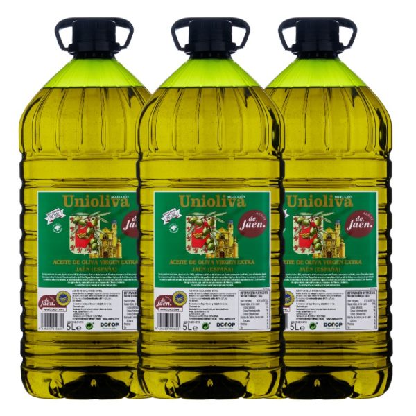 Aceite de Oliva Virgen Extra - UNIOLIVA - 5 Litros PET. 3 unidades Caja