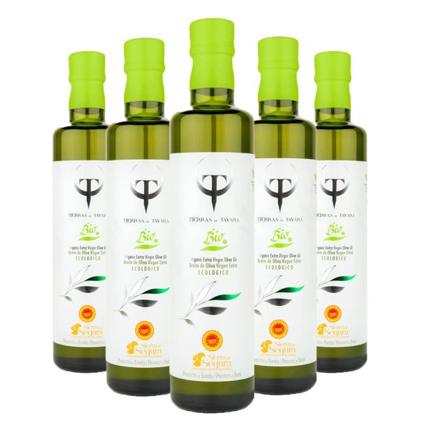Aceite de Oliva Virgen Extra ECOLÓGICO - TIERRAS DE TAVARA - Cristal 500 ml. 6 unidades Caja