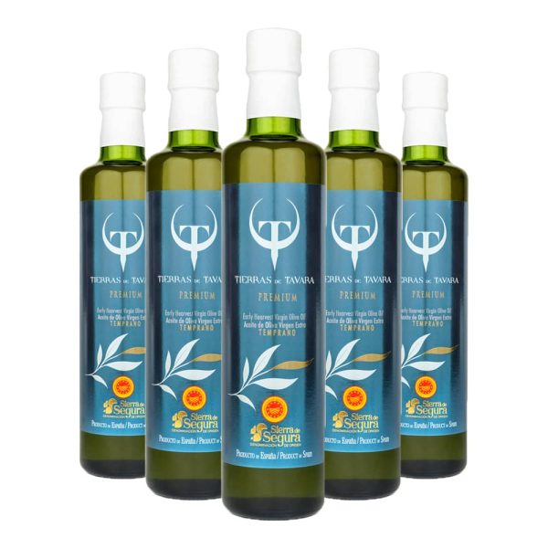 Aceite de Oliva Virgen Extra PREMIUM Temprano - TIERRAS DE TAVARA - Cristal 500 ml. 6 unidades Caja