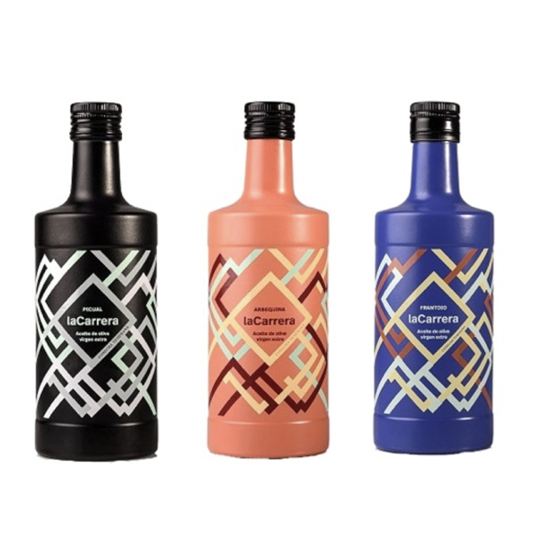 NUEVA COSECHA 2025/26. Aceite de Oliva Virgen Extra TEMPRANO. Variedades: FRANTOIO, PICUAL y ARBEQUINA - SCA La Carrera - Botella Cristal Argos 500 ml. 6 unidades Caja. (2 Botellas de cada Variedad)