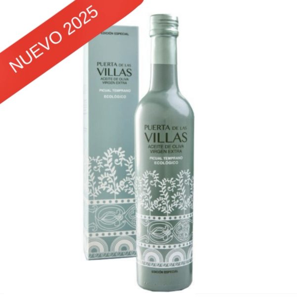 Aceite de Oliva Virgen Extra ECOLÓGICO - PUERTA DE LAS VILLAS - Temprano 2025/26 Edición Especial Alta Gama. 500 ml. 6 unidades caja