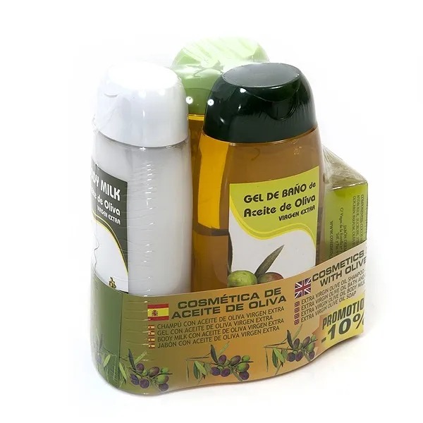 Cosmética con AOVE - Pack FAJA (Champú, Gel, Body Milk y Jabón)